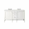 James Martin Vanities Addison 60in Double Vanity, Glossy White w/ 3 CM Eternal Jasmine Pearl Quartz Top E444-V60D-GW-3EJP